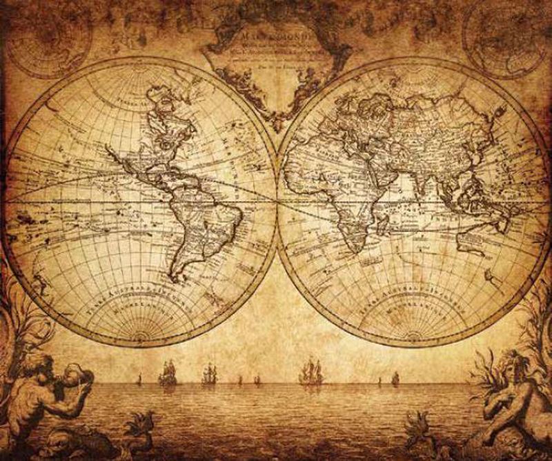 Ρόλερ με Ψηφιακή Εκτύπωση Vintage 'Παγκόσμιος Χάρτης' E417