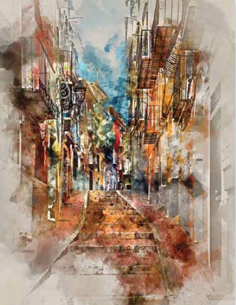 Ρόλερ με Ψηφιακή Εκτύπωση 'Abstract Pathway' E553