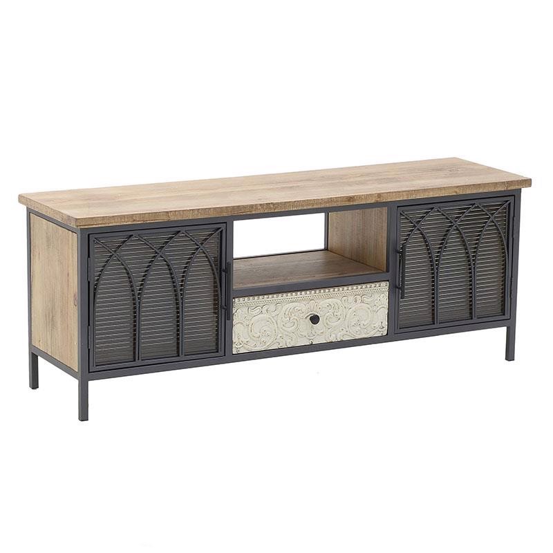 INART ΕΠΙΠΛΟ TV ΞΥΛΙΝΟ ΜΕΤΑΛΛΙΚΟ ΜΑΥΡΟ NATURAL 120X60X52 3-50-109-0002