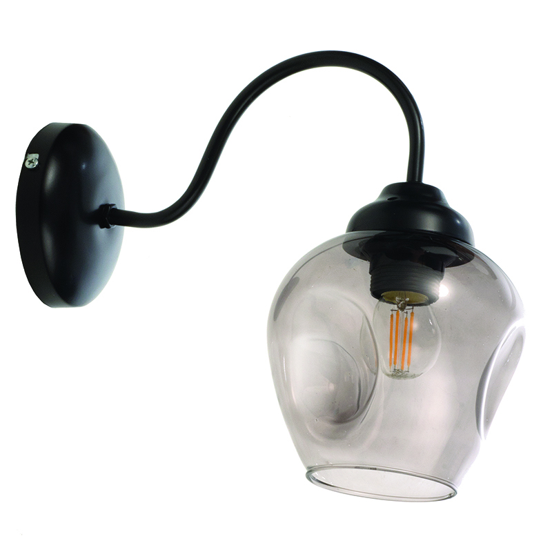 inLight - ΣΗΜΑΝΤΙΚΟ: Σε περίπτωση διαφοράς τιμής από το κατάστημα ισχύει παντα και μόνο η τιμή του καταστήματος Inlight Απλίκα Τοίχου Γυάλινη Μαύρη Φιμέ E27 27X30X8.5c