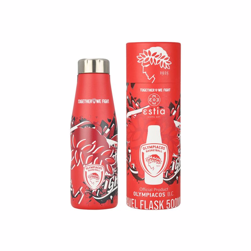 Θερμός-Μπουκάλι Ανοξείδωτο Travel Flask Olympiacos BC Edition 500ml-7x7x22,3εκ. Estia 00-27162 Υλικό: Ανοξείδωτο