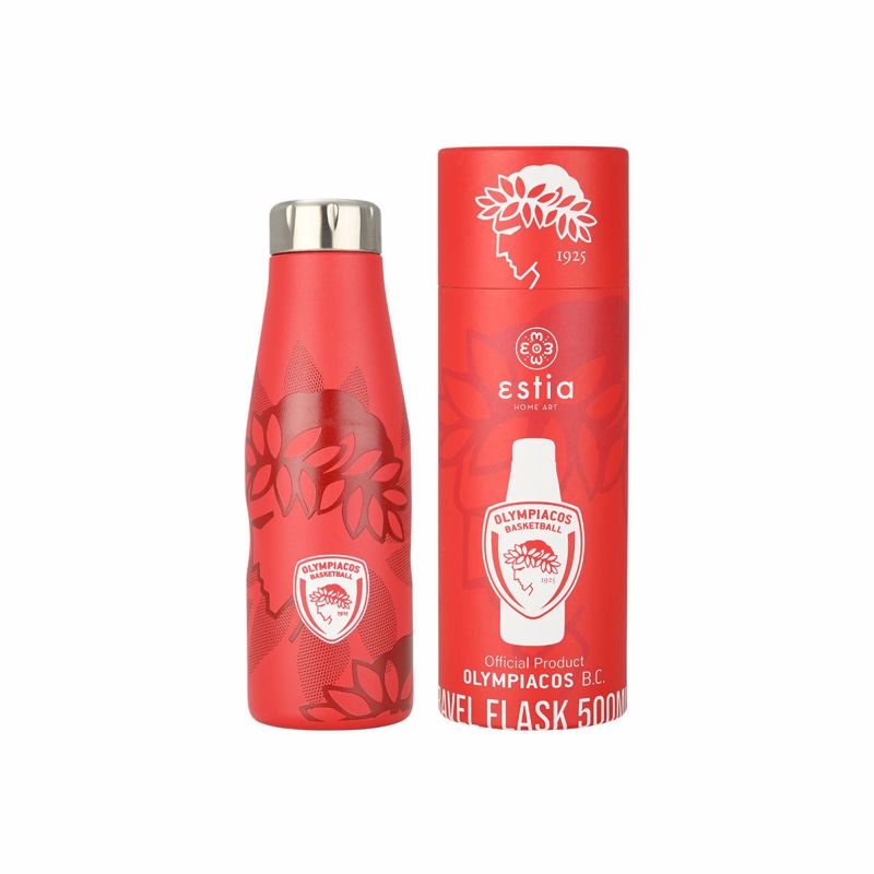 Θερμός-Μπουκάλι Ανοξείδωτο Travel Flask Olympiacos BC Edition 500ml-7x7x22,3εκ. Estia 00-27179 Υλικό: Ανοξείδωτο