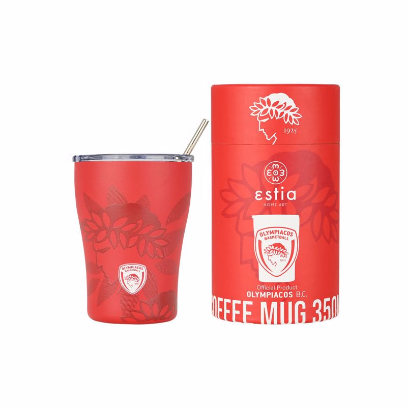 Θερμός-Ποτήρι Ανοξείδωτο Coffee Mug Olympiacos BC Edition 350ml-9×13εκ. Estia 00-27230 Υλικό: Ανοξείδωτο