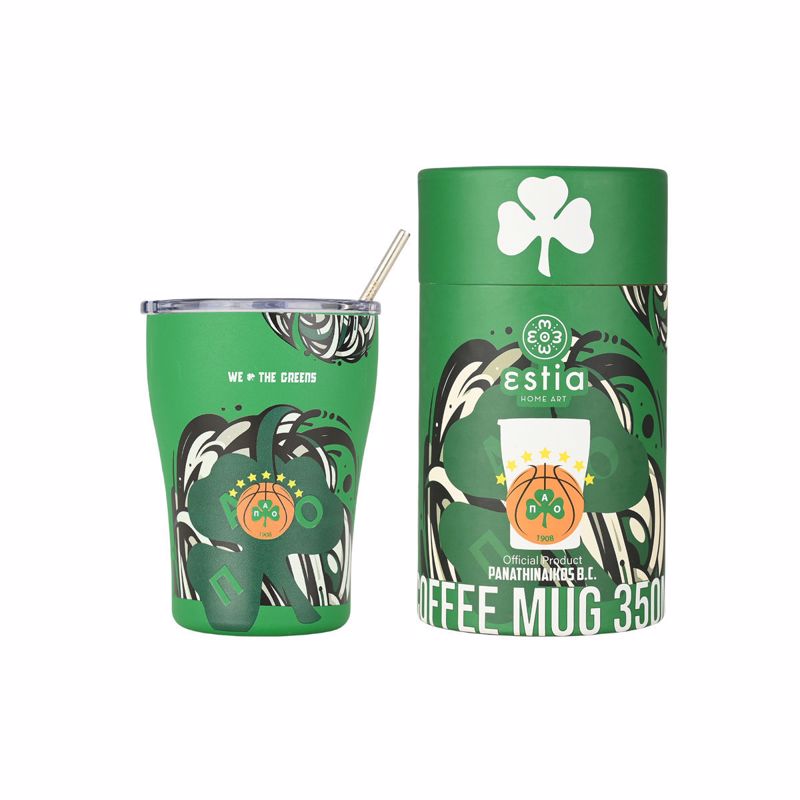 Θερμός-Ποτήρι Ανοξείδωτο Coffee Mug Panathinaikos BC Edition We The Greens 350ml-9×13εκ. Estia