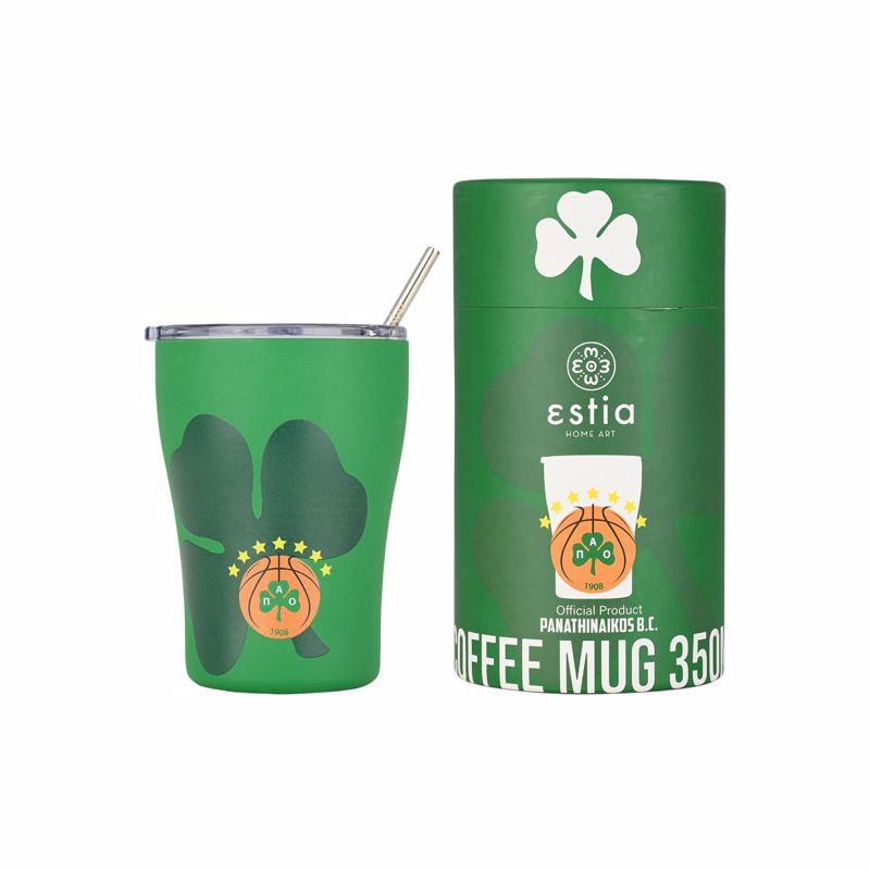 Θερμός-Ποτήρι Ανοξείδωτο Coffee Mug Panathinaikos BC Edition 350ml-9×13εκ. Estia 00-27254 Υλικό: Ανοξείδωτο