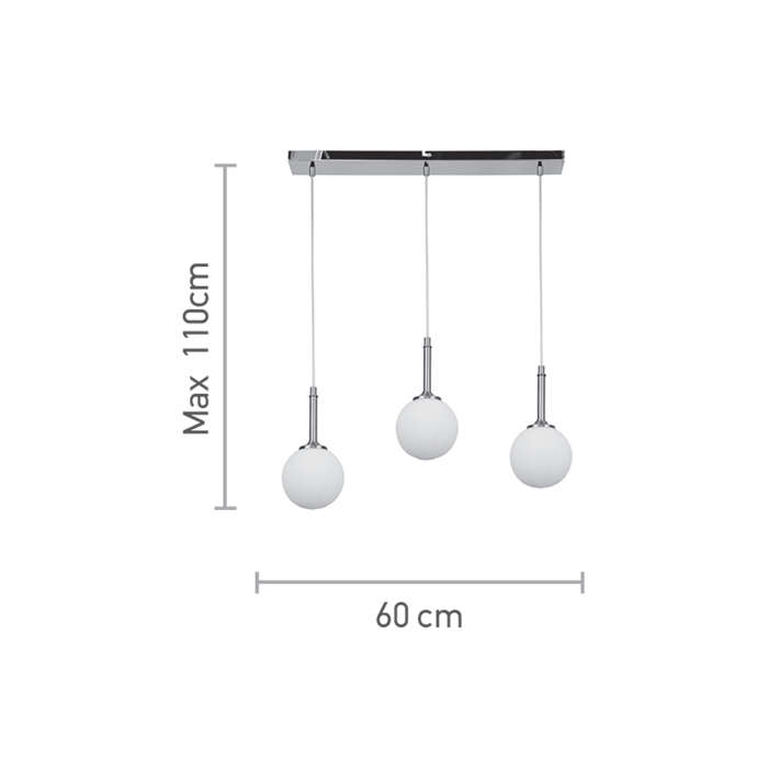 InLight Kremasto trifoto fotistiko apo xrusafi metallo kai lefki opalina 3XG9 60cm (4016-3-RAIL)