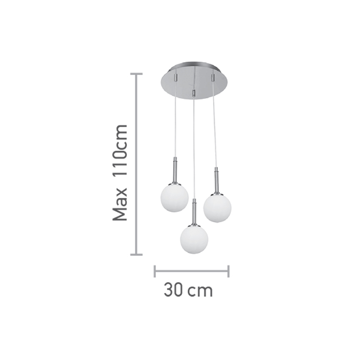 InLight Kremasto trifoto fotistiko apo xrusafi metallo kai lefki opalina 3XG9 F30cm (4016-3-ROSETTE)