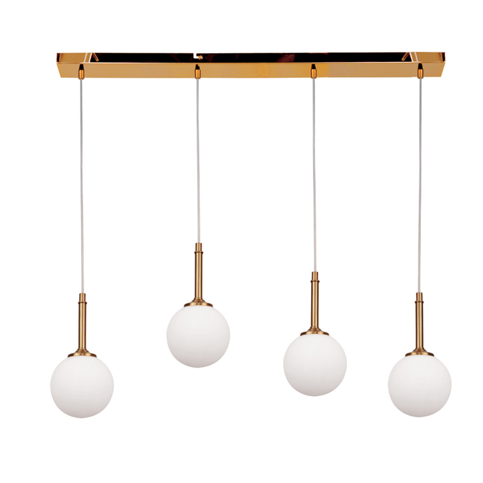 InLight Fotistiko trifoto se rag apo xrusafi metallo kai lefki opalina 4XG9 80cm (4016-4-RAIL)