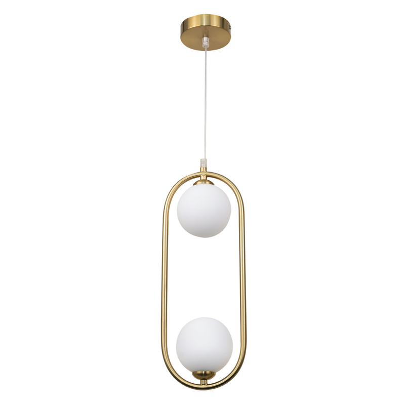 InLight Κρεμαστό δίφωτο φωτιστικό σε χρυσαφί χρώμα και λευκή οπαλίνα 2XG9 15Χ40cm (4023-GL)