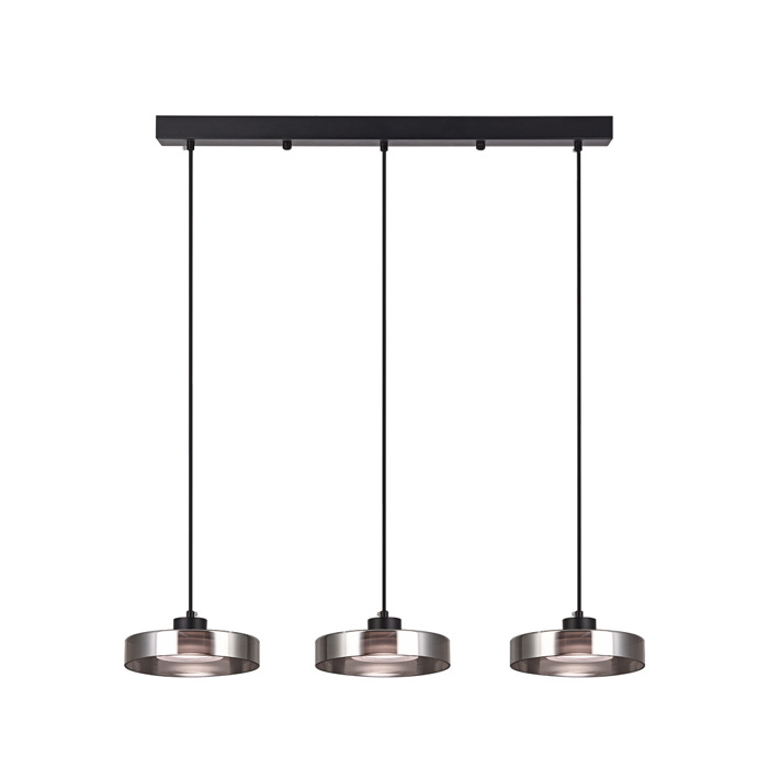 Inlight Kremasto Fotistiko LED apo Mavro Metallo kai Fime Gyali F70x200cm 3CCT 3x12W (4075-3R-Black/Smoky)