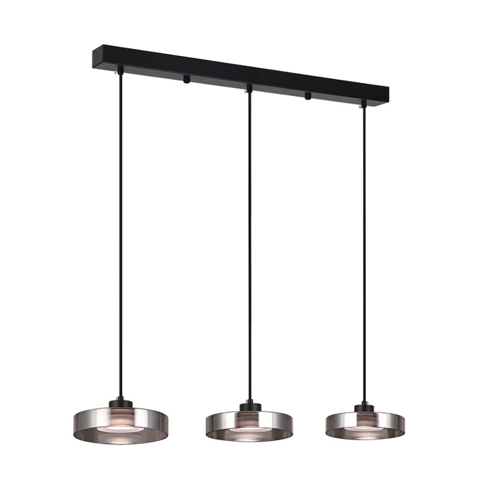 Inlight Kremasto Fotistiko LED apo Mavro Metallo kai Fime Gyali F70x200cm 3CCT 3x12W (4075-3R-Black/Smoky)