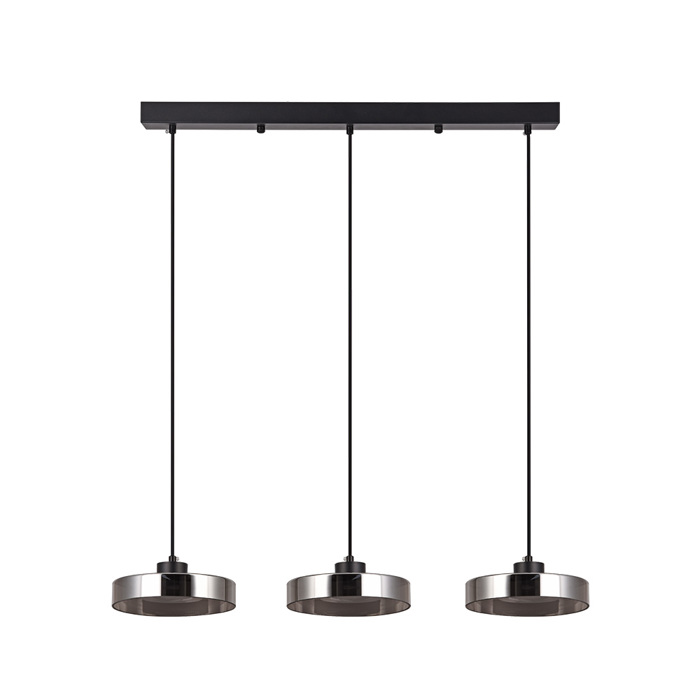 Inlight Kremasto Fotistiko LED apo Mavro Metallo kai Fime Gyali F70x200cm 3CCT 3x12W (4075-3R-Black/Smoky)