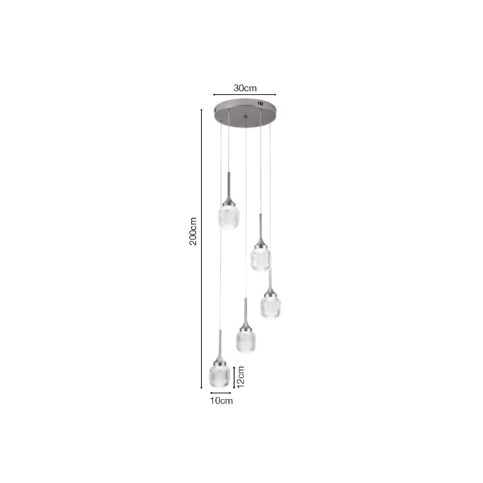 Inlight Kremasto Fotistiko LED 5x10W 3000K apo Xrusafi Metallo kai Akruliko F30x200cm (4077-5-Golden)