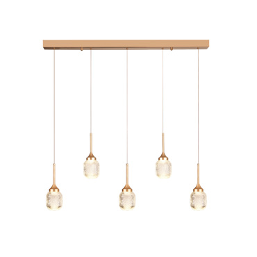 Inlight Κρεμαστό Φωτιστικό LED 5x10W 3000K από Χρυσαφί Μέταλλο και Ακρυλικό 60x200cm (4077R-5-Golden)