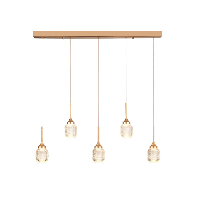 Inlight Kremasto Fotistiko LED 5x10W 3000K apo Xrusafi Metallo kai Akruliko 60x200cm (4077R-5-Golden)