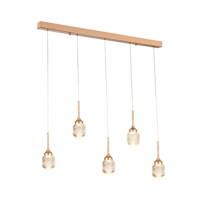 Inlight Kremasto Fotistiko LED 5x10W 3000K apo Xrusafi Metallo kai Akruliko 60x200cm (4077R-5-Golden)