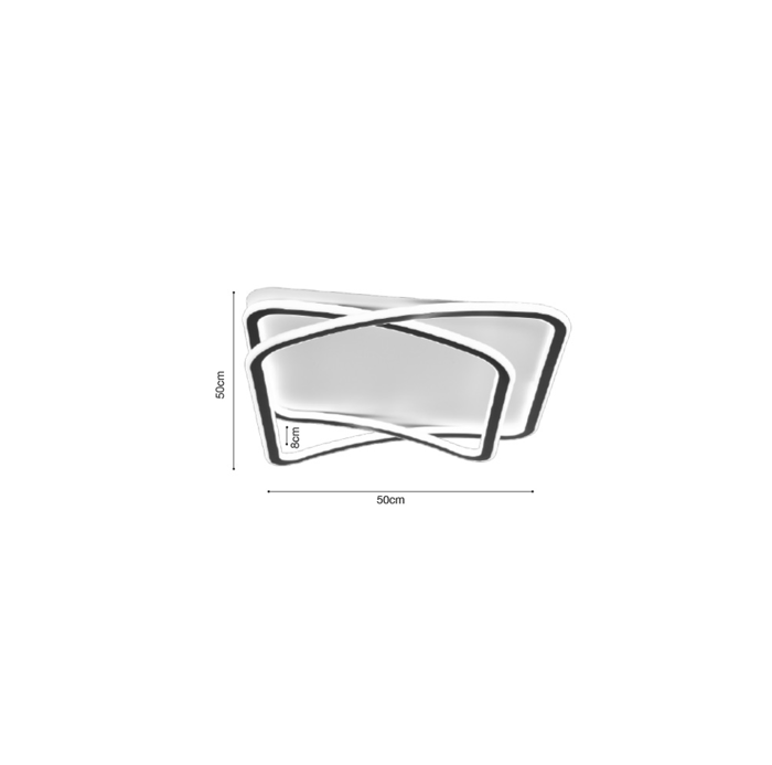 Inlight Plafoniera Orofis LED 80W 3CCT apo Mavro Metallo kai Lefko Akruliko 50x50cm (42038-Black/white)