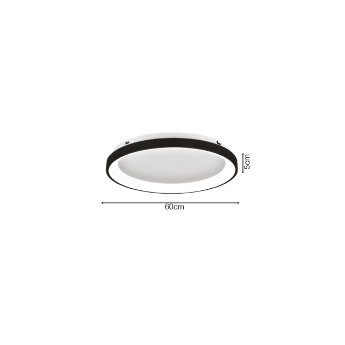 Inlight Plafoniera Orofis LED 28W 3CCT apo Mavro Metallo kai Akruliko F60x5cm (42044-B-Black)
