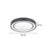 InLight Plafoniera orofis LED 36W 3000K apo mavro metallo kai akruliko 50cm (42179-A)