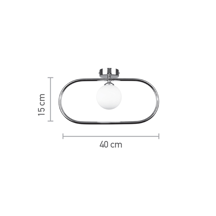 InLight Epitoixio fotistiko se mavri apoxrosi kai lefki opalina 1XG9 15X40cm (43030-BL)