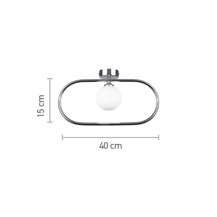 InLight Epitoixio fotistiko se xromio apoxrosi kai lefki opalina 1XG9 15X40cm (43031-CH)