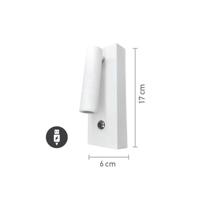 InLight Epitoixio fotistiko LED 3W 3000K apo lefko metallo 6X17cm (43037-WH)