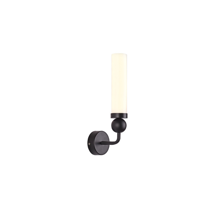 Inlight Epitoixio Fotistiko apo Mavro Metallo kai Opalina Gyali 1xG9 12x33cm (43059-Black)
