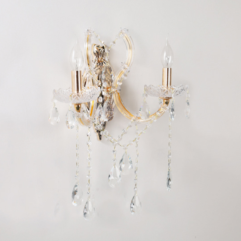 InLight Απλίκα τοίχου από οξυντέ μέταλλο διάφανο γυαλί και κρύσταλλα 2xE14 D:35cm (43250-BRASS)