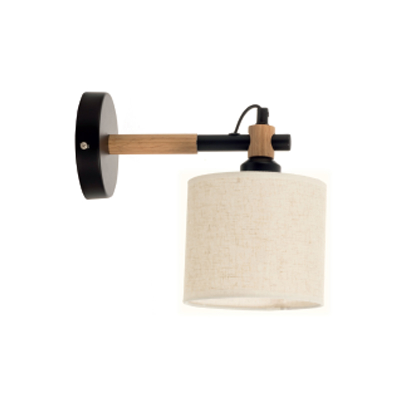 InLight Επιτοίχιο φωτιστικό από μαύρο μέταλλο και υφασμάτινο καπέλο 1XE27 25Χ24cm (43383-BL)