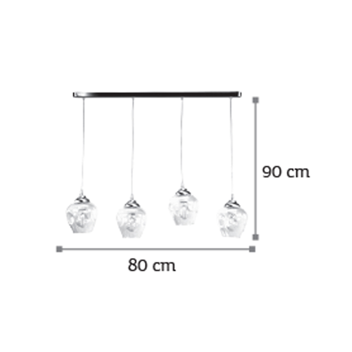 InLight Kremasto fotistiko apo nikel mat metallo kai diafano Gyali 4XE27 80cm (4474-4-NM RAG)