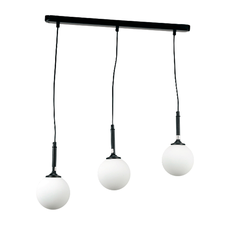 InLight Κρεμαστό φωτιστικό ράγας από μαύρο μέταλλο και λευκή οπαλίνα 3XG9 60Χ110cm (4514-3 ΡΑΓΑ)