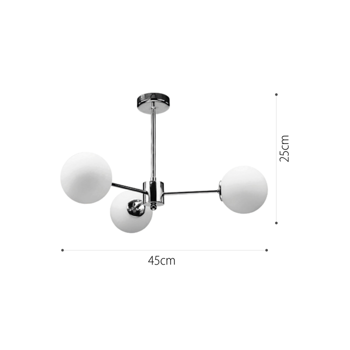 InLight Kremasto fotistiko apo xromio metallo kai lefki opalina 3XG9 D:45cm (5014-3)