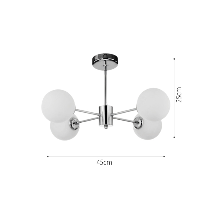 InLight Kremasto fotistiko apo xromio metallo kai lefki opalina 4XG9 D:45cm (5014-4)
