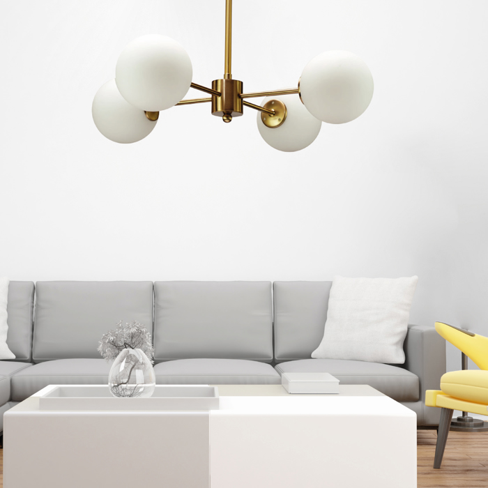 InLight Kremasto fotistiko apo xruso mat metallo kai lefki opalina 4XG9 D:45cm (5015-4)