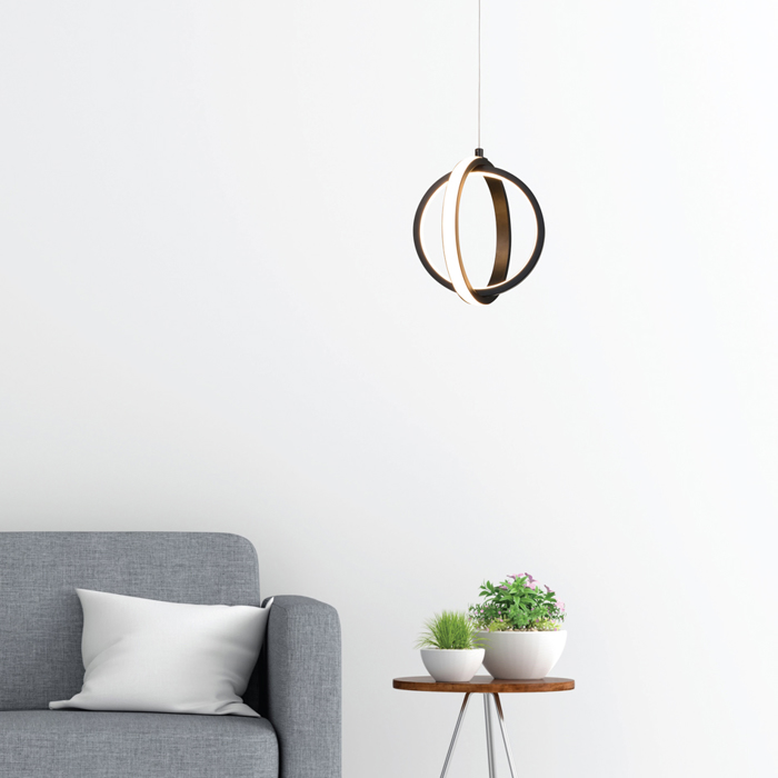 InLight Kremasto fotistiko LED 16W 3000K se mavri apoxrosi F20cm (6057-BL)