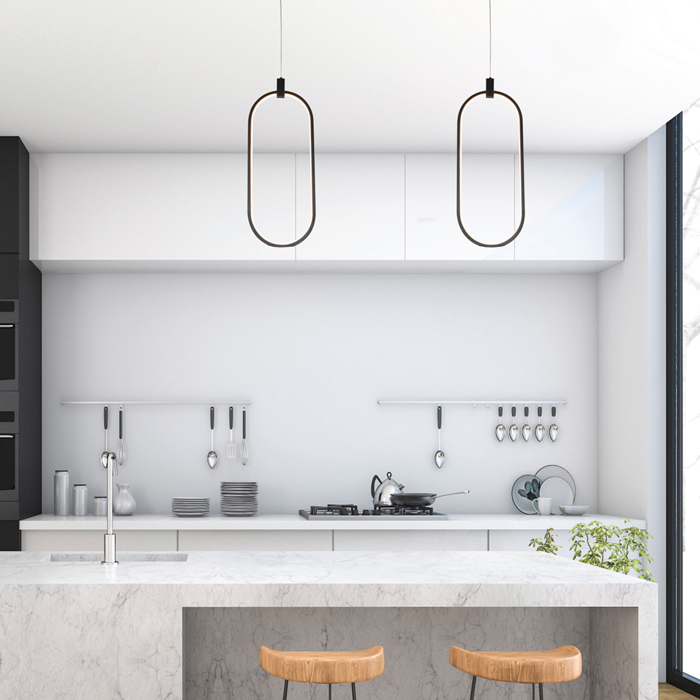 InLight Kremasto fotistiko LED 14W 3000K se mavri apoxrosi 17X52cm (6058-BL)