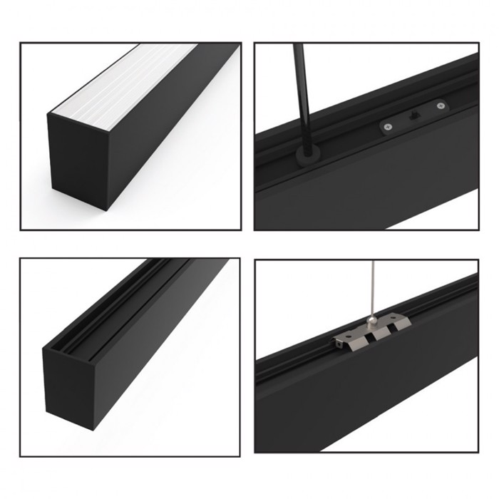 InLight Kremasto Fotistiko LED 60W 3CCT (By Switch) Mavro apo Alouminio 180cm (6072-180-BL)