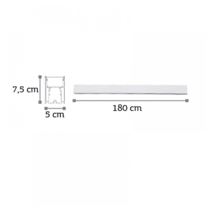 InLight Kremasto Fotistiko LED 60W 3CCT (By Switch) Lefko apo Alouminio 180cm (6072-180-WH)