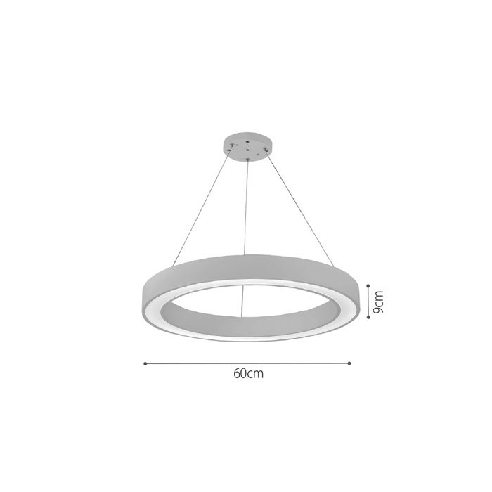 InLight Kremasto fotistiko LED 68W 3CCT (by switch on base) se mavri apoxrosi D:60cm (6073-60-BL)