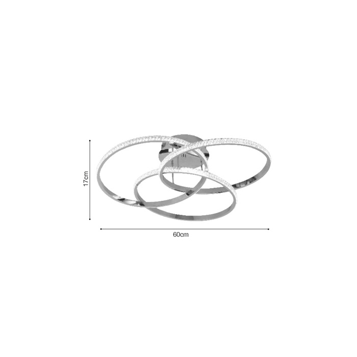 Inlight Plafoniera Orofis LED 52W 3CCT apo Xromio Alouminio kai Akruliko F60x17cm (6091-Chrome)