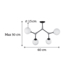InLight Fotistiko Orofis Metalliko Mavro/Nikel Mat me Lefki Opalina 4XG9 60cm (6167-4-NM)
