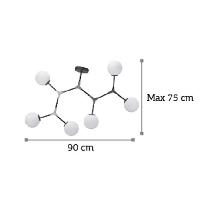 InLight Fotistiko Orofis Metalliko Mavro/Xruso me Lefki Opalina 6XG9 90cm (6167-6-GL)