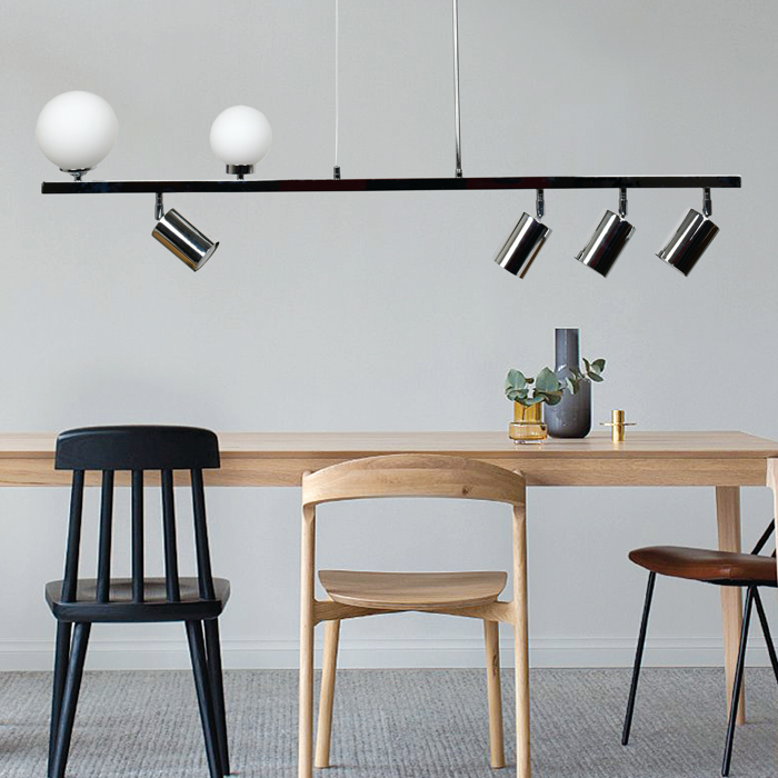 InLight Kremasto fotistiko apo xromio metallo kai lefki opalina 2XG9 kai 4XGU10110cm (6191-CH)