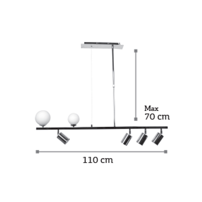 InLight Kremasto fotistiko apo xromio metallo kai lefki opalina 2XG9 kai 4XGU10110cm (6191-CH)