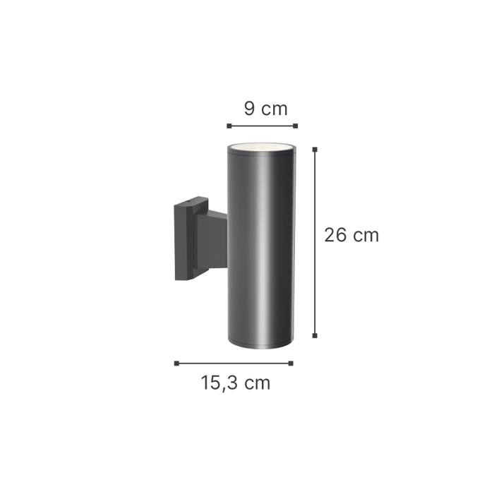 InLight Epitoixio Spot Ex. Xorou Winnipeg Ggri 2xE27 Up-Down 15.3x9x26cm (80203434)