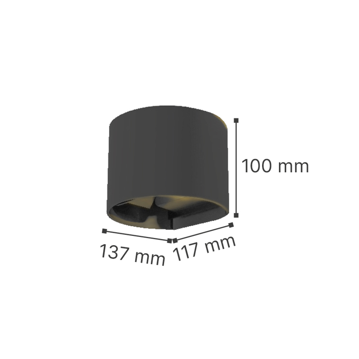 it-Lighting Fotistiko Toixou Flathead LED 6W 3CCT Up and Down apo ABS Ggri 11.7x13.7x10cm (80203530)