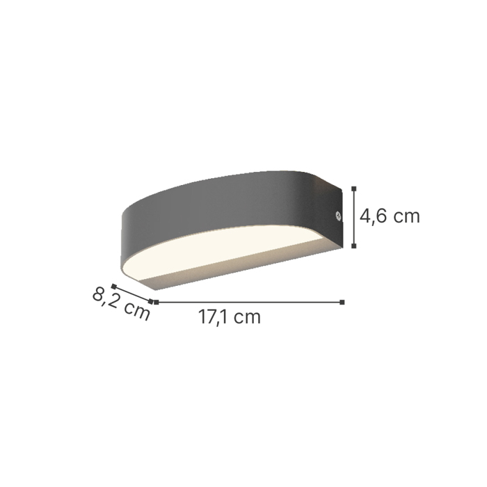 it-Lighting Fotistiko Toixou Caror LED 9W 3CCT Up and Down Anthraki 17.1x8.2x4.6cm (80204040)