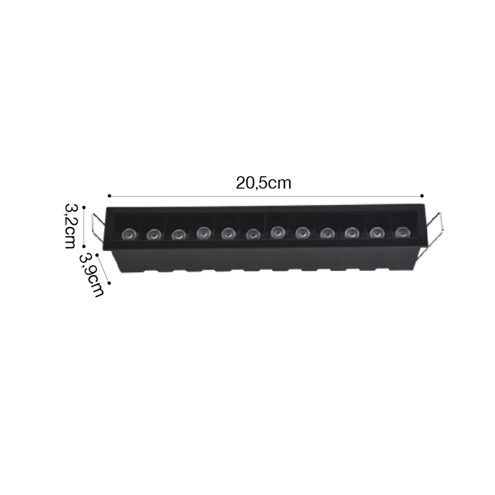Inlight Downlight Spot 12x3W 3CCT se Mavri Apoxrosi 20.5x3.2x3.9cm (X00210B)
