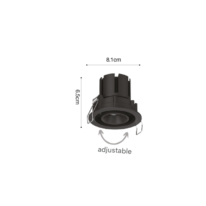 Inlight Downlight Spot 7W 3CCT se Mavri Apoxrosi 8.1x6.5cm (X00230B)
