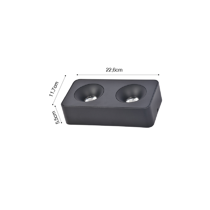 InLight Downlight Mounted Spot 2x8W 3CCT se Mavri Apoxrosi 22.6x5.5x11.7cm (X00270B)